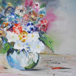 Flowers in Vase (oils, palette knife)