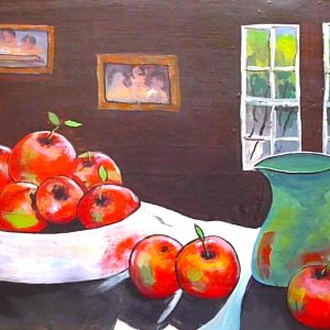 Still Life with Red Apples and a Green Jug