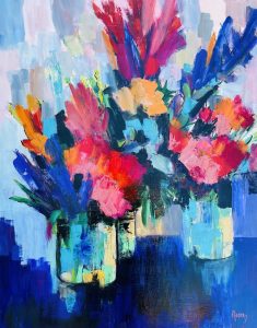 Painting. Three Green Vases