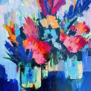 Painting. Three Green Vases